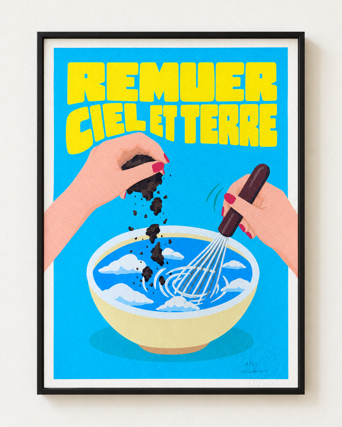 Remuer ciel et terre — aperçu du tirage A4 dans un cadre noir